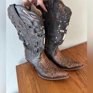 Corral brown python cowboy boots